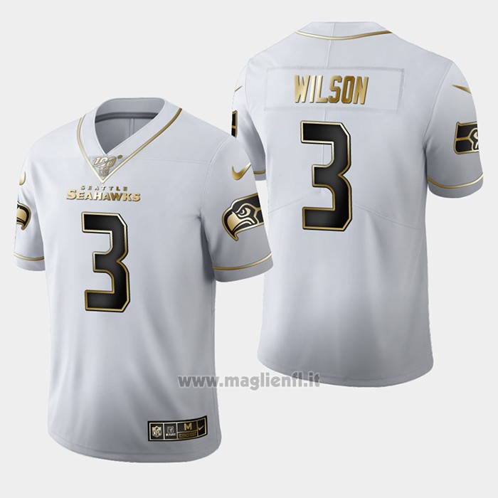Maglia NFL Limited Seattle Seahawks Wilson Golden Edition Bianco
